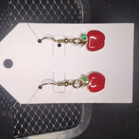 Red Apple Earrings - Picture 3 of 3